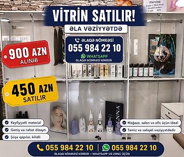 Vitrin satılır - Material: keyfiyyətli konstruksiya, şüşə qapılar