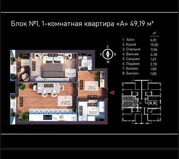 Продажа домов: 1 комната, 49 м², Элитка, 12 этаж, ПСО (под самоотделку)