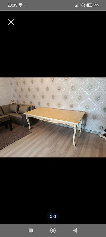 Masalar: Klassik üslubda yemək/qonaq otağı masası - Rəng: krem-bej, qızılı — 1