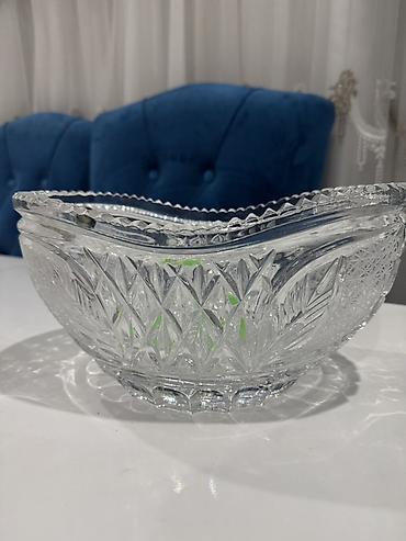 sufre dekoru: Kəsimli şüşə/kristal meyvə qabı - Material: şəffaf, qalın kəsimli — 2