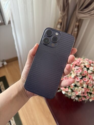 айфон промакс 14: IPhone 14 Pro Max, Колдонулган, 256 ГБ, Deep Purple, Кабель, Куту, 80 %