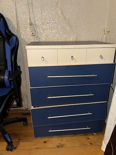 uşaqlar ucun yazı masası: Mebel dəsti – iş masası və komod - Rəng: tünd mavi/ağ ikirəng - — 1