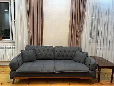 divan ev: Boz rəngli, müasir dizaynlı yumşaq divan - Dört nəfərlik geniş — 2