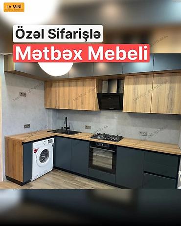 Ev və bağ: Sifarişlə mətbəx dəsti, Özü çəkən petlələr, Teksturalı laminat — 1