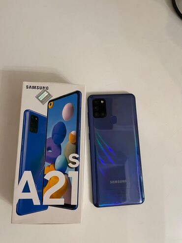 samsun a21: Samsung Galaxy A21S, 64 ГБ, цвет - Синий, Отпечаток пальца, Две SIM карты