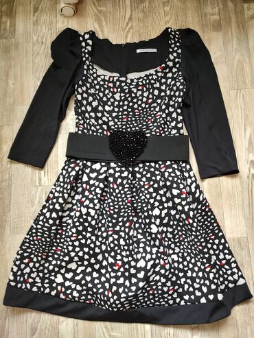 zara haljina lan: L (EU 40), color - Black, Cocktail, Long sleeves