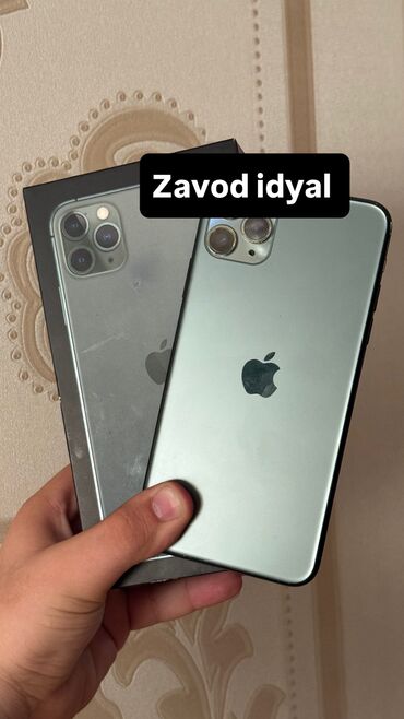 Apple iPhone: IPhone 11 Pro Max, 64 GB, Alpine Green, Simsiz şarj, Face ID, Sənədlərlə