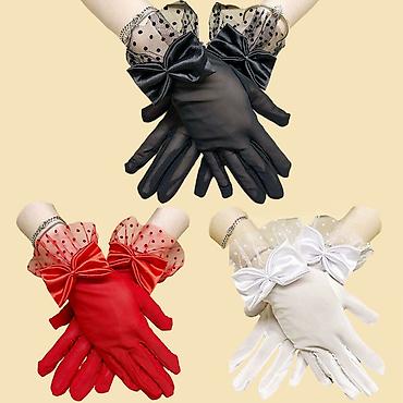 Ажурные женские перчатки с бантами - Модель: короткие перчатки до lalafo.kg да Ажурные женские перчатки с бантами - Модель: короткие перчатки до