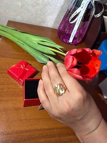 колцо золото: Кольцо, Печатка, Проба 585, Женские, Без вставки, Новый — 2