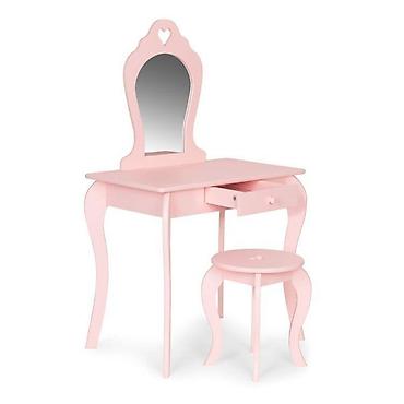sandale mou: Veliki drveni sto za šminkanje za devojčice sa ogledalom, Pink – — 3