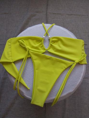 tech komplet: Ženski bikini set – bandeau top sa ukrasnim perlama i gaćicama sa — 2