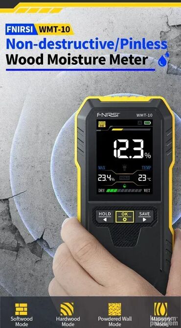 Ostali uređaji: FNIRSI WMT-10 Induktivni Merač Vlažnosti za Drvo i Zid - Profi (Novo u — 11