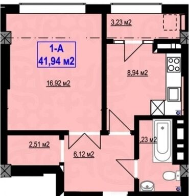 продаю квартиру в джале: 1 комната, 42 м², Элитка, 11 этаж, ПСО (под самоотделку)