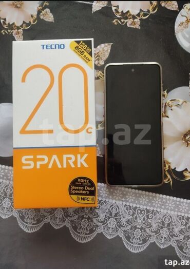 Tecno: Tecno Spark 20C, 128 GB, rəng - Ağ, İki sim kartlı