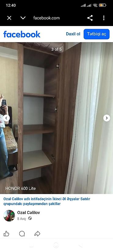 kuxna qapilari: Tecılı satılır Üçqapılı paltar dolabı – güzgülü, ağac naxışlı dizayn — 2