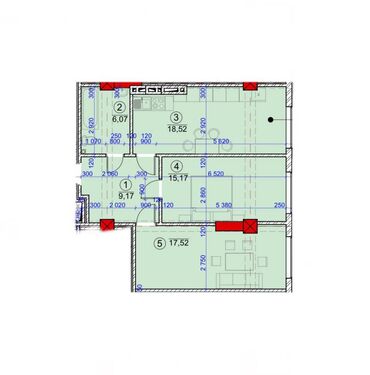 ниже рынка: 2 комнаты, 67 м², Элитка, 5 этаж, ПСО (под самоотделку)