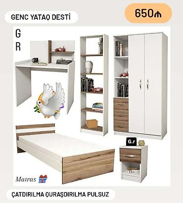 gənc yataq dəsti: Oğlan və qız üçün, Yeni, Təknəfərlik çarpayı, Dolab — 1