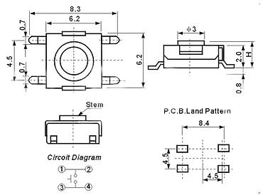 Vıkluçatellər: Kateqoriya: Elektronik Komponentlər > Açar və Buton 6x6x3.7mm Mini — 1
