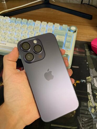 купить бу айфоны: IPhone 14 Pro, Колдонулган, 128 ГБ, Deep Purple, Коргоочу айнек, Каптама, 78 %