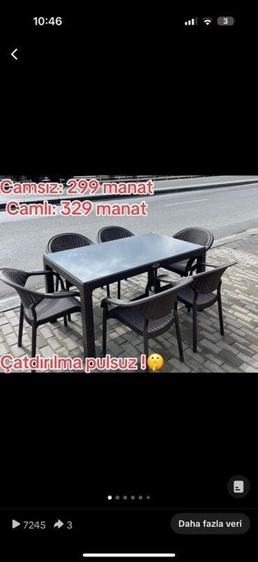alca tursusu: Açılmayan, Dördbucaq masa, 6 stul