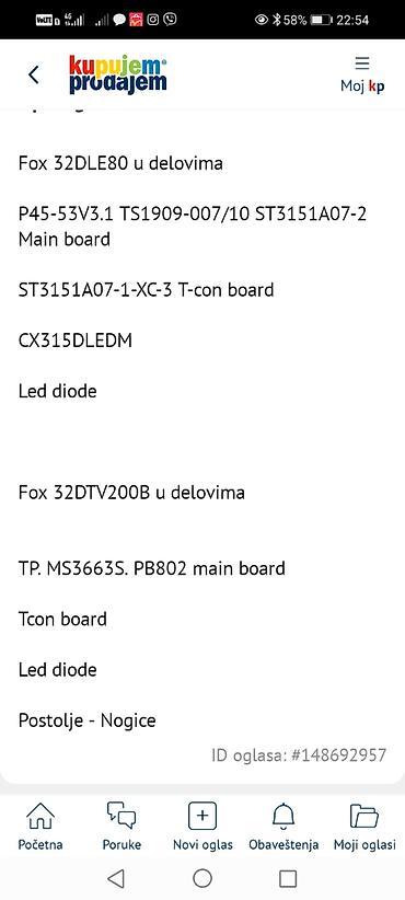 Aksesoari za TV i video: Fox 32DLE80 i Fox 32DTV200B – delovi za TV Dostupne komponente: - — 17