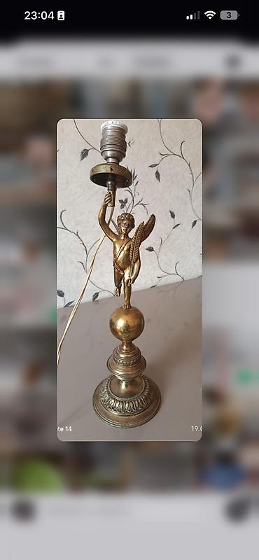 kohnə sifer: Bürünc melek fiqurlu klassik Avropa üslubunda masa lampası əsas — 1