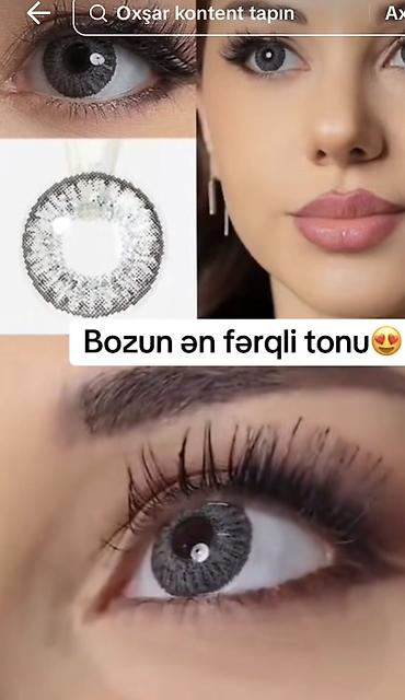 Boz rəngdə dekorativ kontakt linzalar - Rəng: bozun ən fərqli tonu –