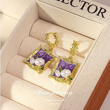 Серьги: Серьги «Французская винтажная живопись» - Дизайн: подвесные серьги с — 2