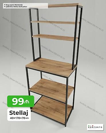 dekor ref: Stellaj – 40×170×70 sm - Material: Metal karkas + ağac teksturalı — 1