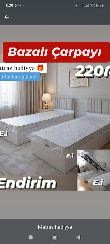 220: Bazalı çarpayı – sadə və zərif dizaynlı, yuxarı qalxan mexanizmlə — 1