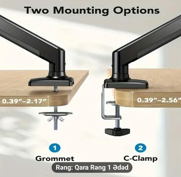 Monitorlar: İkili qoşa monitor asmaq üçün stolüstü hərəkətli korşteyn.17-30 LED — 2