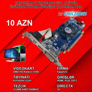 Videokartlar: Videokart AMD GeForce 210, < 4 GB, İşlənmiş