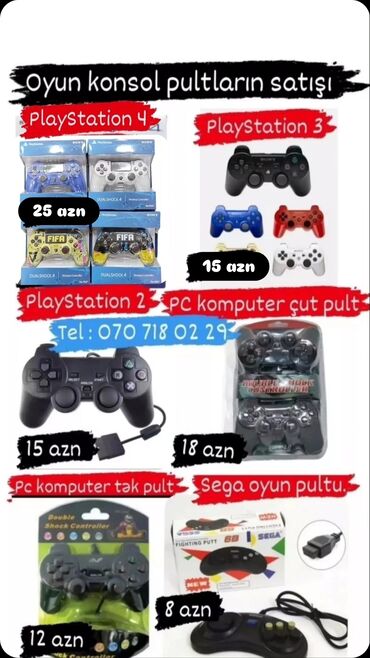Noutbuklar üçün adapterlər: PlayStation 4,3,2 pultlarin satişi Butun nov oyun konsol pultlarin