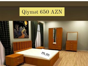 эргономичная мебель: Двуспальная кровать, Шкаф, Трюмо, 2 тумбы, Азербайджан, Новый