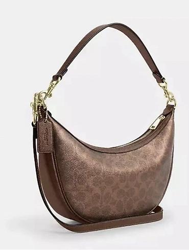 bag: Сумка Coach Luna Shoulder Bag, коричневая, фирменный монограмный принт — 2