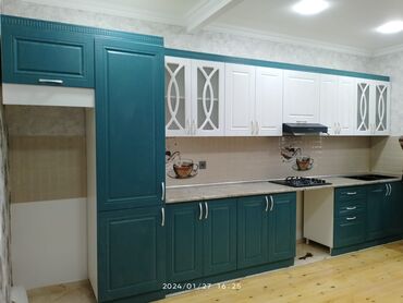 Sifarişlə mətbəx mebeli: Sifarişlə mətbəx dəsti, Özü çəkən petlələr, Sadə laminat, Kredit yoxdur, Pulsuz çatdırılma — 11