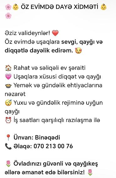 Uşaqlar üçün evdə dayə xidməti - Öz ev mühitində sevgi, qayğı və lalafo.az -da Uşaqlar üçün evdə dayə xidməti - Öz ev mühitində sevgi, qayğı və