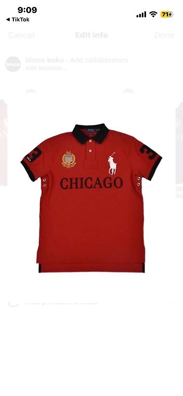 qırmızı vinston: Qırmızı “Chicago” temalı polo köynək - Klassik polo yaxalı, iki — 1