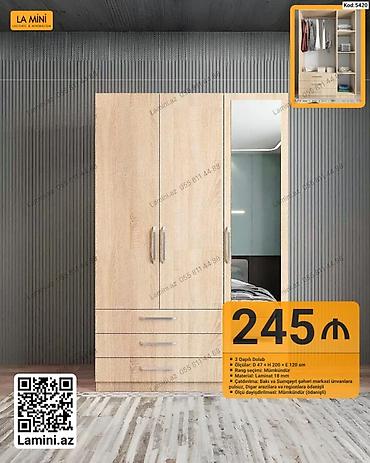 ucuz dolap: LA MINI 3 qapılı dolab - Kod: 5420 - Ölçü: D 47 x H 200 x E 120 sm - — 1