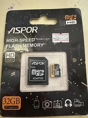 vlog kameraları: ASPOR microSD/TF yaddaş kartı + SD adapter - Tutum: 32 GB (TF Card — 1