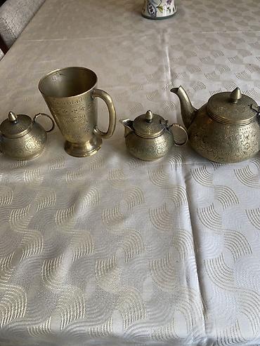 sud separatoru: Çay dəsti, rəng - Qızılı, Metal, 4 nəfərlik — 2