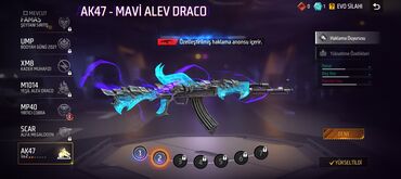 krosna aparati qiymeti: Məhsul: Free Fire oyunu üçün AK47 – Mavi Alev Draco (Evo Silah)