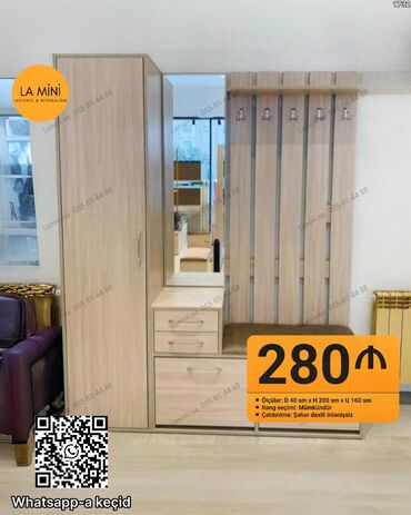 кровать кресло: Dəhliz üçün çoxfunksiyalı mebel dəsti - Material: açıq ağac rəngli