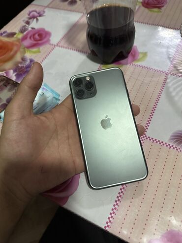 айфон чысы: IPhone 11 Pro, Matte Midnight Green, Защитное стекло