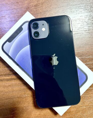 Apple iPhone: IPhone 12, Б/у, 64 ГБ, Черный, Чехол, Коробка, 85 %