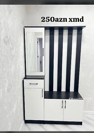 hamam skaf: Dəhliz üçün künc paltar asqısı və şkaf dəsti - Rəng: ağ-qara — 1