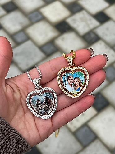 Aksesuarlar: Şəxsi foto ilə medalyon boyunbağı - Material: qızılı rəngli metal — 4