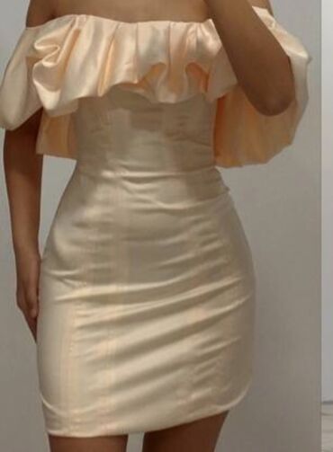 белое вечернее платье в пол: Вечернее платье, Короткая модель, Шелк, S (EU 36), M (EU 38)