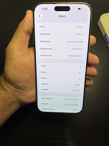 bluetooth kit: IPhone 16 Pro Max, Б/у, 256 ГБ, Золотой, Коробка, 90 % — 2