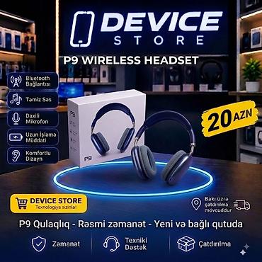 bluetooth kulaklık: P9 Wireless Headset – simsiz qulaqlıq - Bluetooth bağlantısı - Təmiz — 1